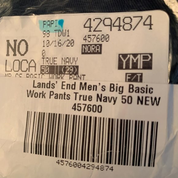 NWT LANDS' END MEN'S BIG BASIC WORK DRESS PANTS TRUE NAVY 50X29 - Picture 8 of 9